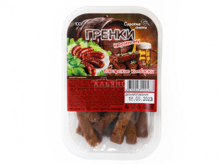 Гренки черные со вкусом сала с хреном: Сурские гренки Баварские колбаски (100 гр)